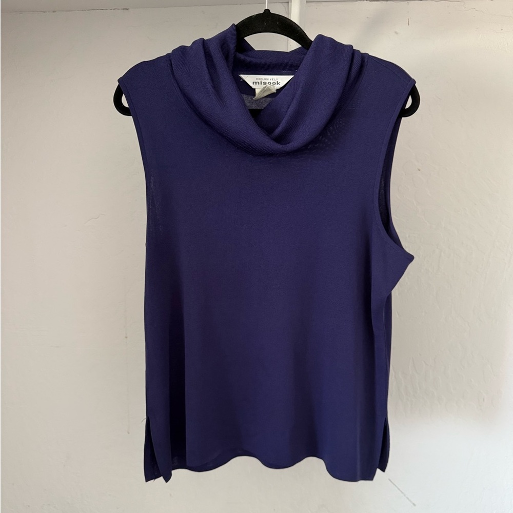 Exclusively Misook Iris Cowlneck Sleeveless Shell